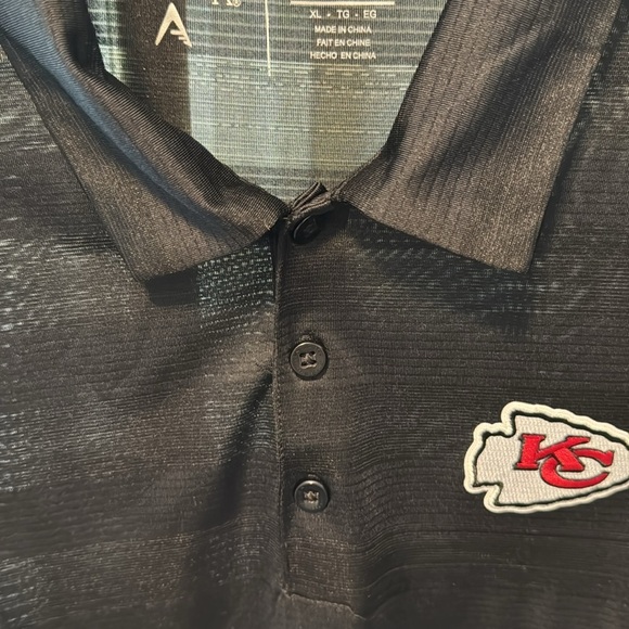 Men’s Antigua Kansas City Chiefs Compass Polo Golf Shirt Black Size XL Lightwt - Picture 5 of 7